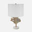 Lampe de table D13x22,2 "or et blanc avec motif de feuille (assemblage de l'abat-jour requis)