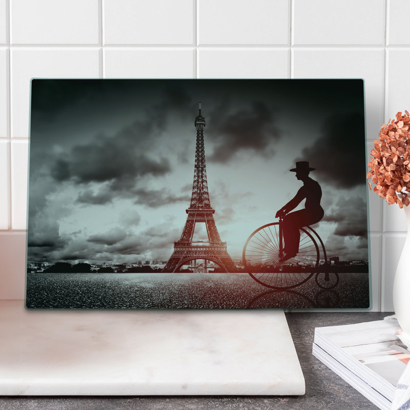 Planche à découper Ambesonne Tour Eiffel homme grande taille sur vélo rétro gris rose noir