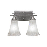 Uptowne 2 Light Bath Bar Shown In Aged Silver Finish With 5.5" Fluted Crystal Glass