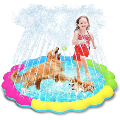 Dog Pool Anti Slip Splash Sprinkler Pad For Dogs Thickened Durable Upgrade Bath Pool Pet Summer Outdoor Water Toys Backyard Fountain Play Mat Colorful