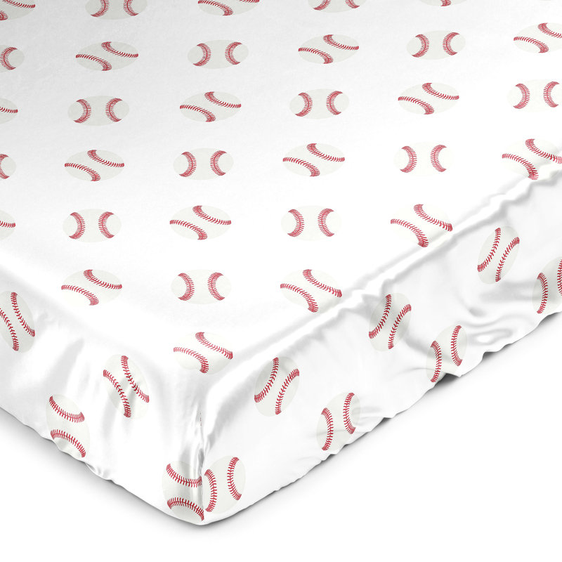 Baseball Patch Satin Fitted Crib Sheet