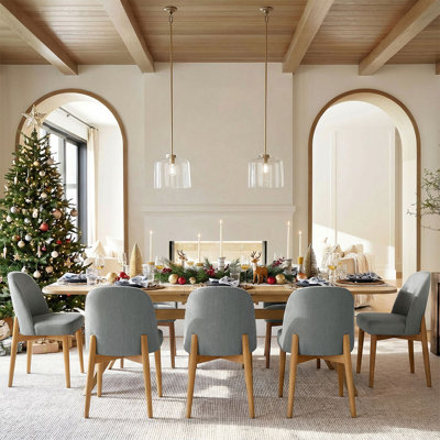 Ensemble de salle à manger 9 pièces en bois avec 8 chaises rembourrées et table à tréteaux extensible