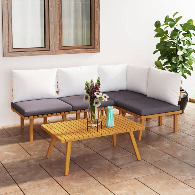 Ensemble de salon de jardin extérieur gris foncé et blanc