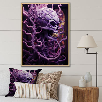 «Deviantly crâne souriant mauve d'Halloween» sur