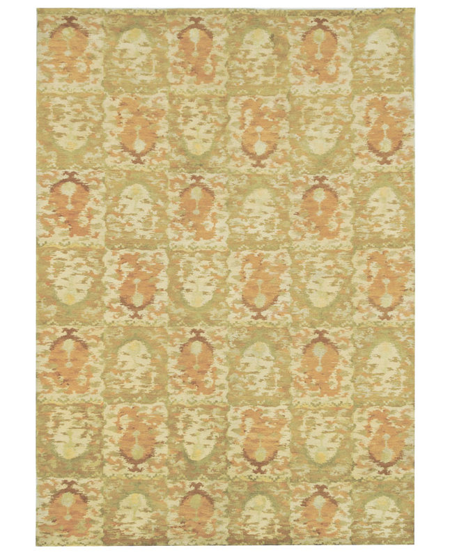 Tapis vert / rouille en laine / soie noué à la main Martha Stewart, Rectangle 8 pi x 10 pi