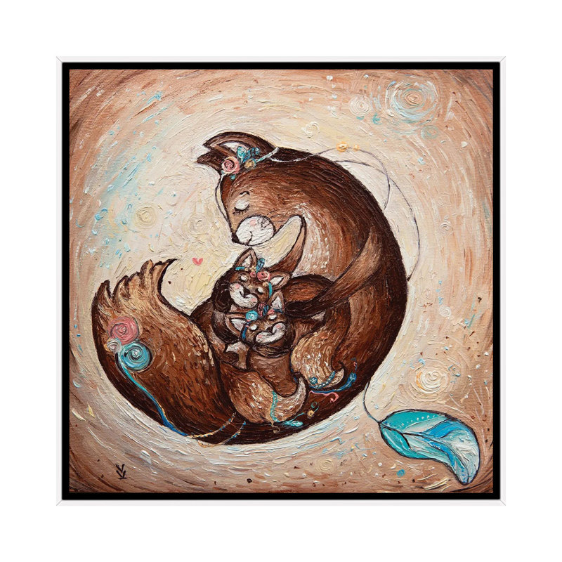 Mom’s Love by Vlada Koval - Painting on Canvas, 45.72 cm H x 45.72 cm W, White Framed