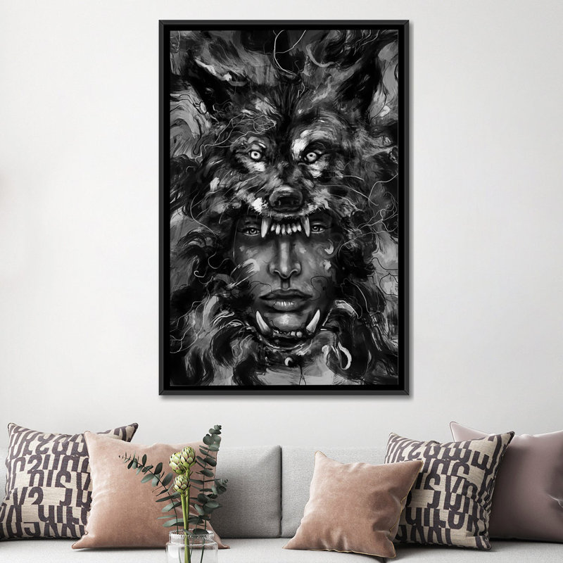 «Empress Wolf», impression sur toile, H 60 po x l 40po x P 1,5 po, Toile avec cadre noir, Pas de tapis