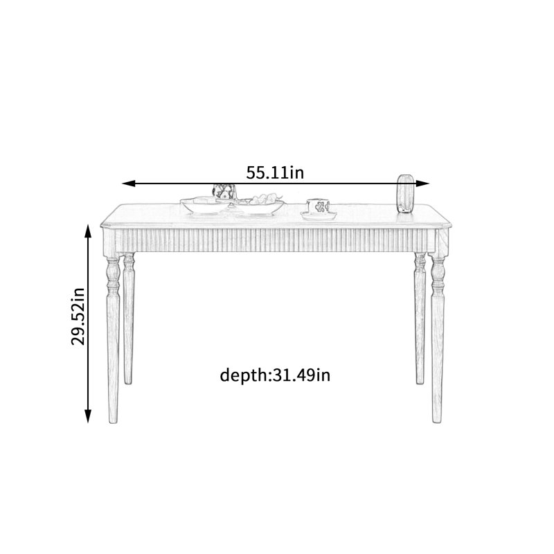 Table de salle à manger American, H 29,52 po x L 55,11 po x l 31,49 po