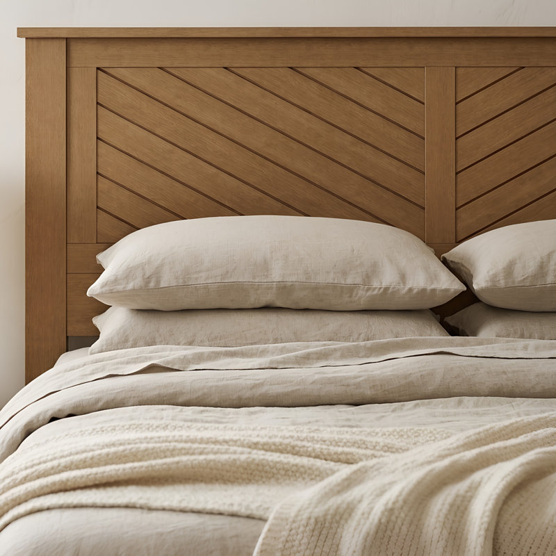 Chalco Solid Wood Headboard With Chamfer, Queen, Pine
