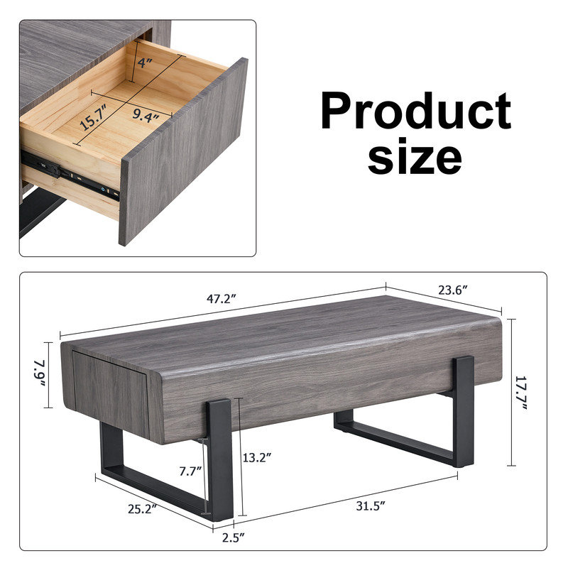 Table basse simple Mageik, Bois gris