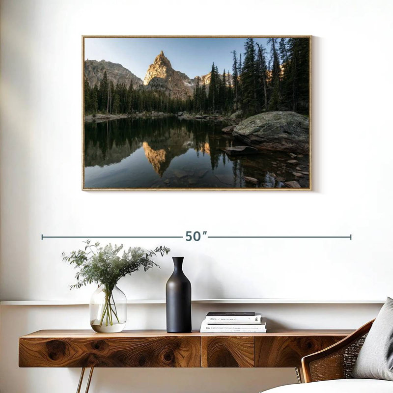 Lac Clear Crater, Cadre flottant en bois naturel, 37 po x 25 po