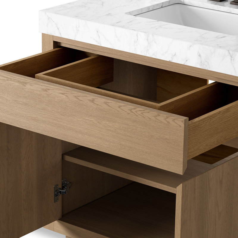 Everett Single Vanity-Satin Espresso Oak, Satin Light Wash Oak