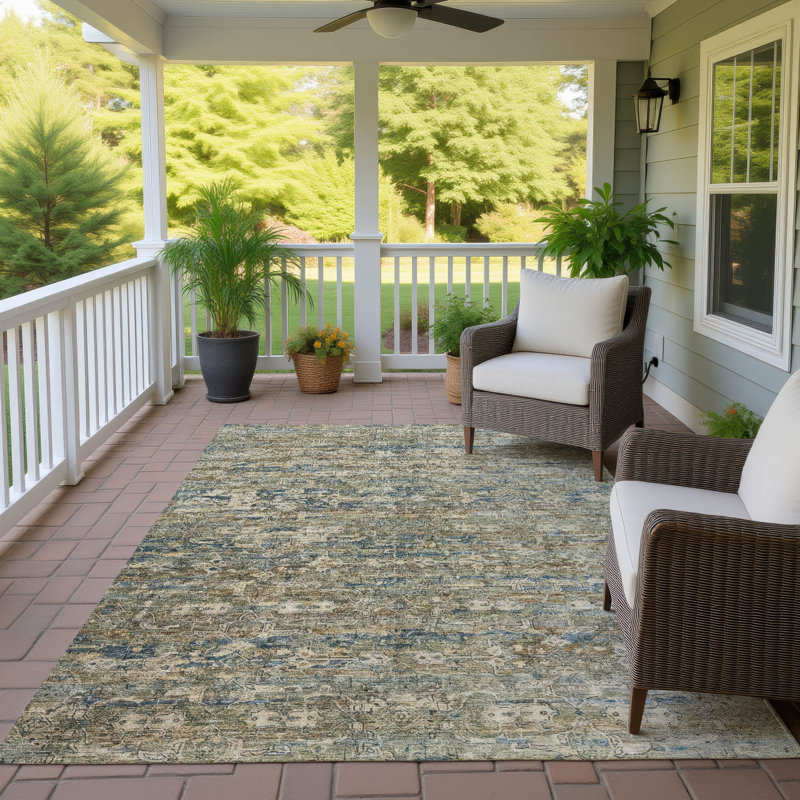 Machine Washable Indoor/Outdoor Chantille ACN2324 Ikat Rug, Rectangle 9' x 12'