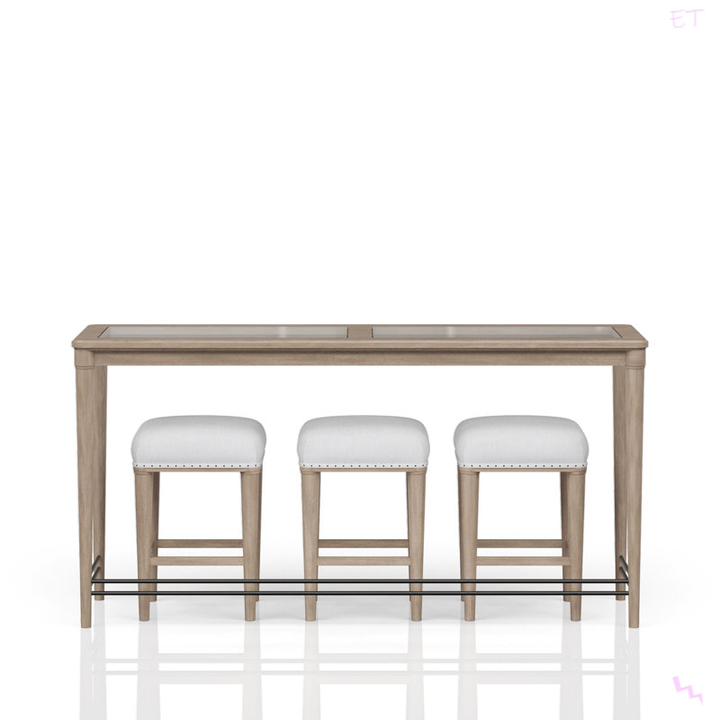 Console en verre givré avec 3 tabourets