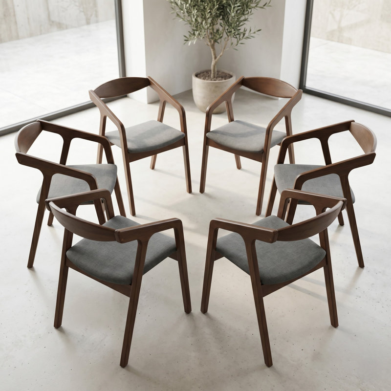 Arbnora Fabric Upholstered Armchair, Walnut, Gray