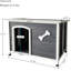 Grande niche pour chien imperméable et résistante au vent, chaleureuse, facile à assembler, bois massif, pour chiens de taille moyenne jusqu'à 70 lb, extérieur en bois gris, coupe-vent, assemblage, imperméable, couleur