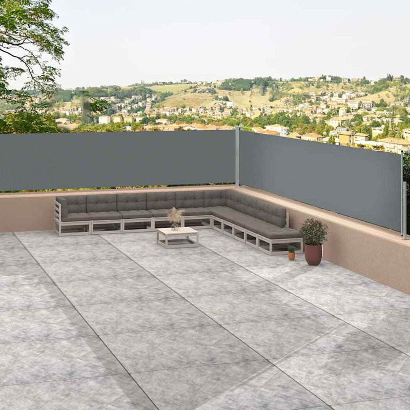 Paravent rétractable avec auvent pliant, Anthracite, H 46,1 po x l 472,4 po