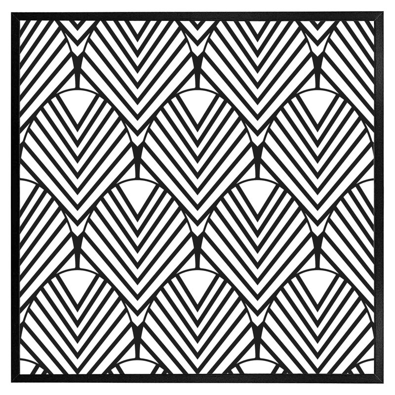 Aubreona Black Geometric Decoration - Single Picture Frame Print, 76cm H x 76cm W x 4cm D, Black Framed