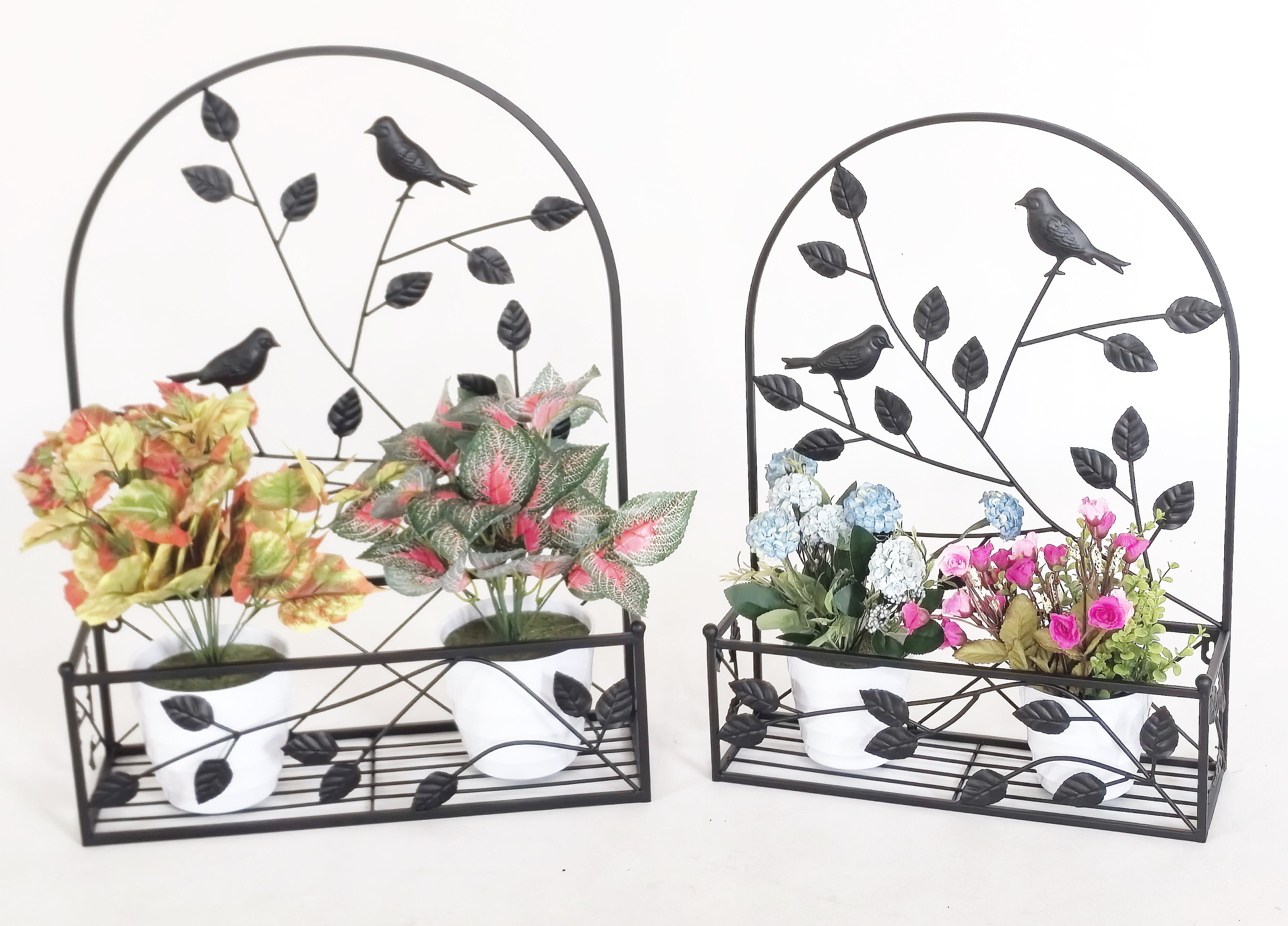 Hi-Line Gift Ltd. Metal Hanging Plant Holder 2 Pcs Set Outdoor Wall ...