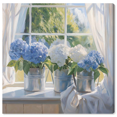 Peinture sur toile d'hortensias ensoleillée par Art Remedy