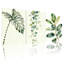 Ensemble de 3 feuilles d'art tropicales sur toile tendue à l'aquarelle pour salon, chambre à coucher ou bureau-1029339863