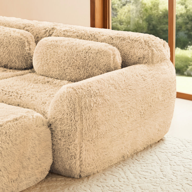 Canapé modulable 3 places kaki, structure en U sans armature, mousse haute densité 32D, base antidérapante, combinaison, design ergonomique, tissu, aucun assemblage requis pour le bureau et la chambre, assise confortable en mousse, espace de détente