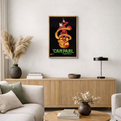 Vintage Campari L’aperitivo Italian Advertisement Poster Artwork, Kitchen Bar Dining Room Pictures, Framed Canvas Giclee Print Wall Art.