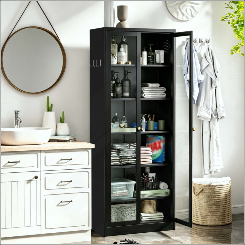 Armoire de cuisine en métal - 72 po de hauteur avec 5 tablettes réglables, armoire autoportante pour cuisine / garde-manger / salle de bain
