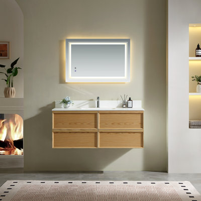 Wall Mounted Single Double Single Vanity Bathroom Vanity With Acrylic Top