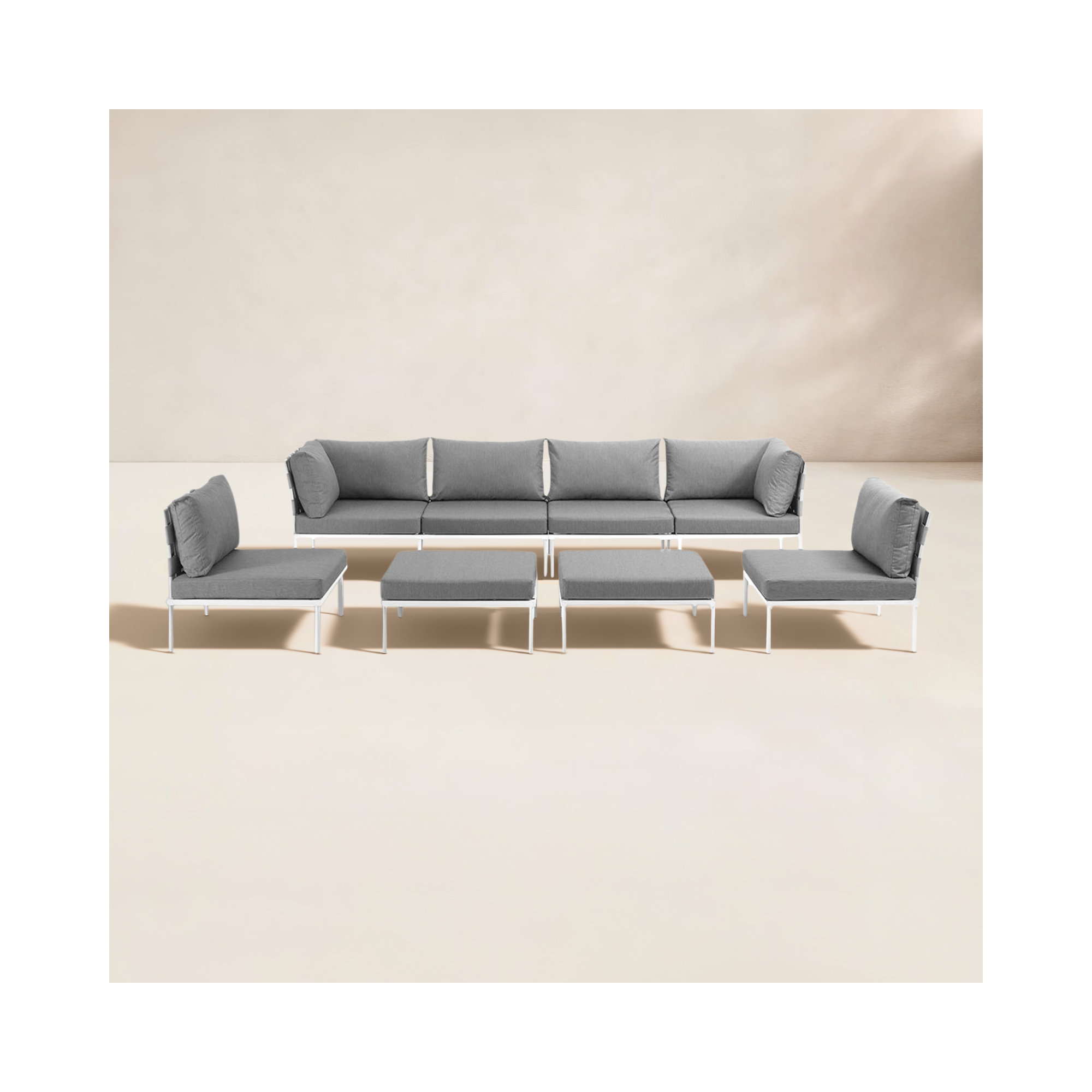 Harmony 8-piece Outdoor Patio Aluminum Sectional Sofa Set, Gray
