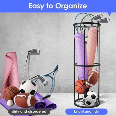 Support de rangement pour balles de garage - Porte-balles verticales mural pour basketball, soccer, volleyball, football