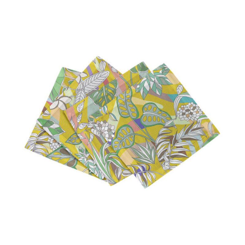 Sabi Jungle Hemstitch Cocktail 6" Linen/Cotton Napkin, Dijon