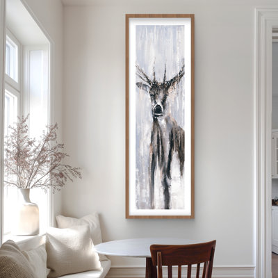 Winter Abstract Deer - Contemporary Brown Framed Print Decor
