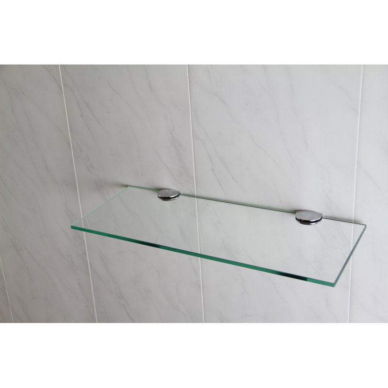 Fanniemae Glass Floating Shelf with Adjustable Shelves, Clear, 0.6cm H x 40cm W x 15cm D