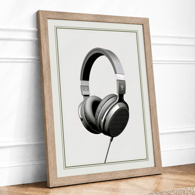 Silver Headphones Modern - Print