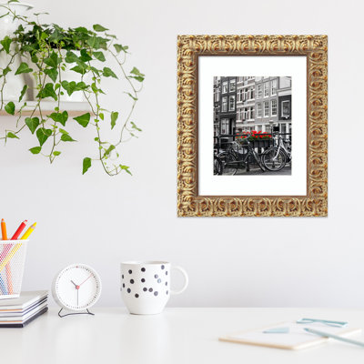 Gold Wood Picture Frame with Mat