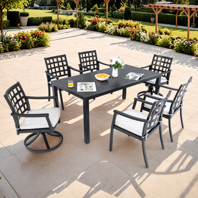Gerace Patio 7-Piece Aluminum Dining Set with Sunbrella Cushions