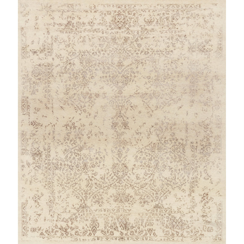 Hand Knotted Floral Indoor Rug, Rectangle 5'6" x 8'6"