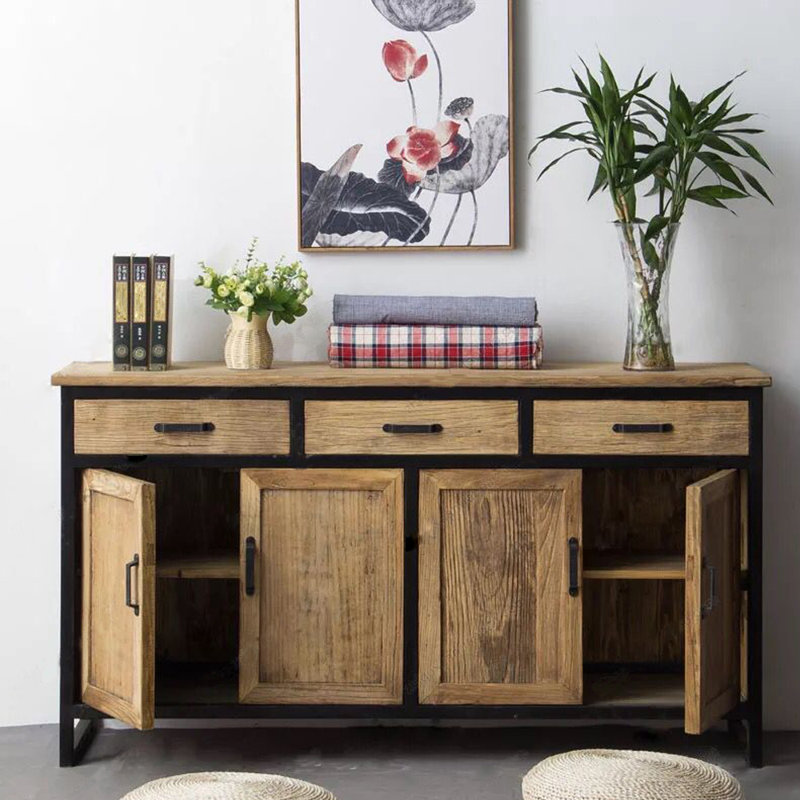 Armoire d'entrée en bois massif American Country, H 35,4 po x l 78,7 po x P 15,7 po