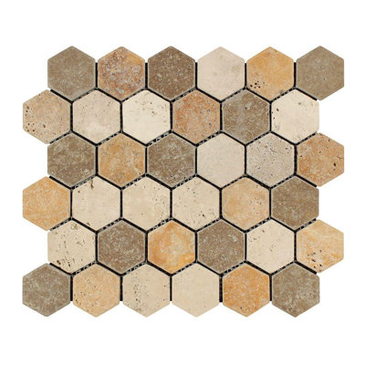 Travertine Honeycomb Mosaic Wall & Floor Tile
