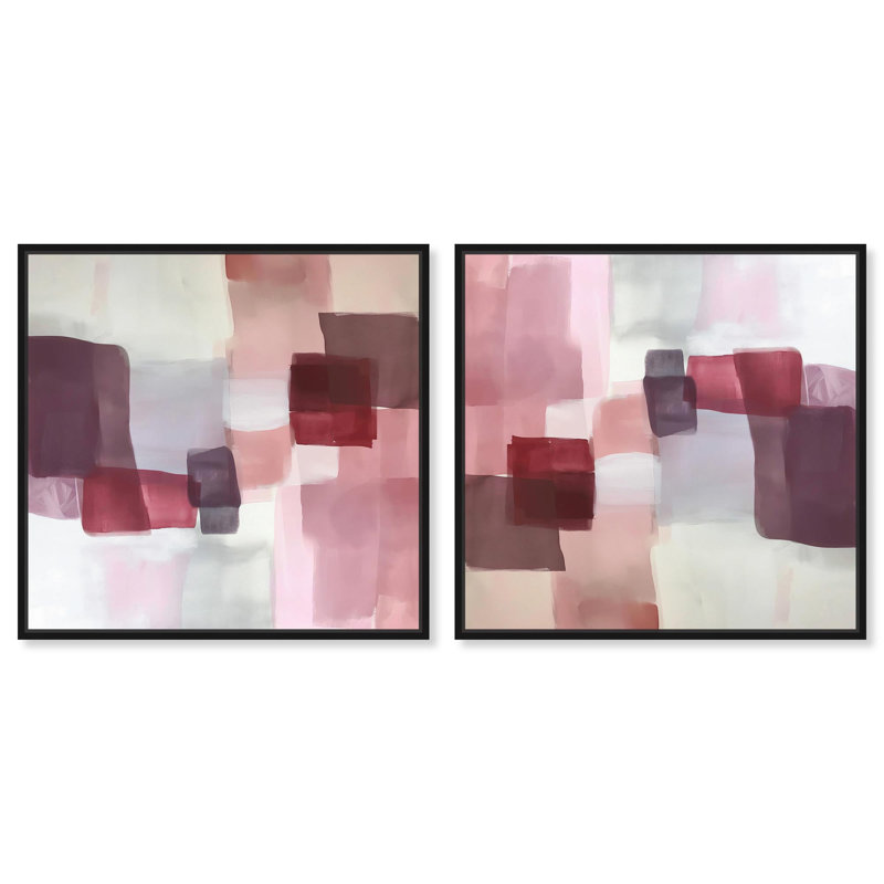 Ensemble de motifs rubis sur fond satiné blanc, art par Art Remedy, H 13 po x l 13 po, Cadre noir