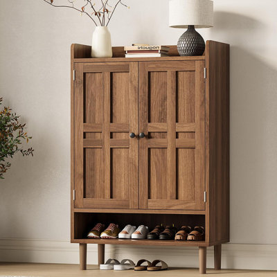 Range-chaussures, grande armoire à chaussures avec 2 portes, range-chaussures de style campagnard, tablettes anti-basculement