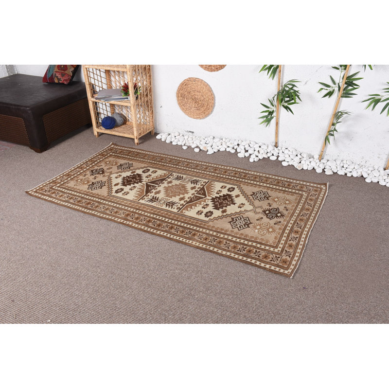 Tapis rétro, tapis Oushak, tapis décoratifs beige 3,4 pi x 6,2 pi, tapis turc, tapis de chambre à coucher
