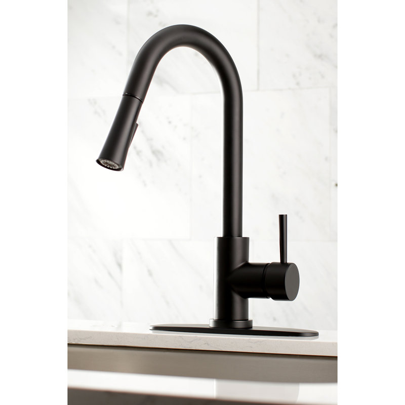 Kingston Brass Concord Single-Handle Pull-Down Kitchen Faucet, Matte Black