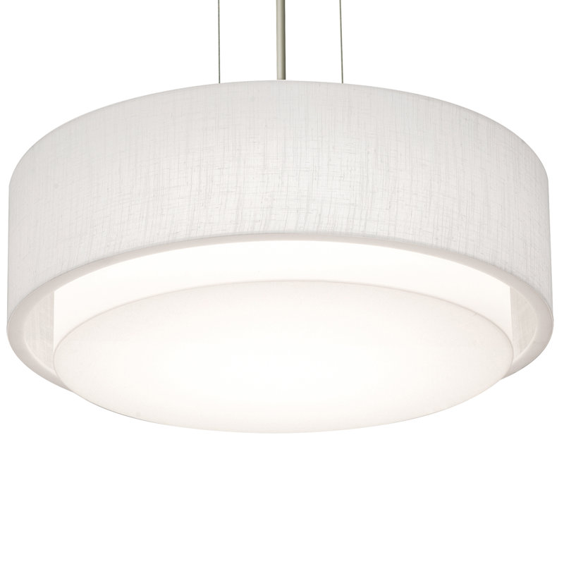 Ashantis 3 - Light Satin Nickel Drum Pendant, Linen White, 1