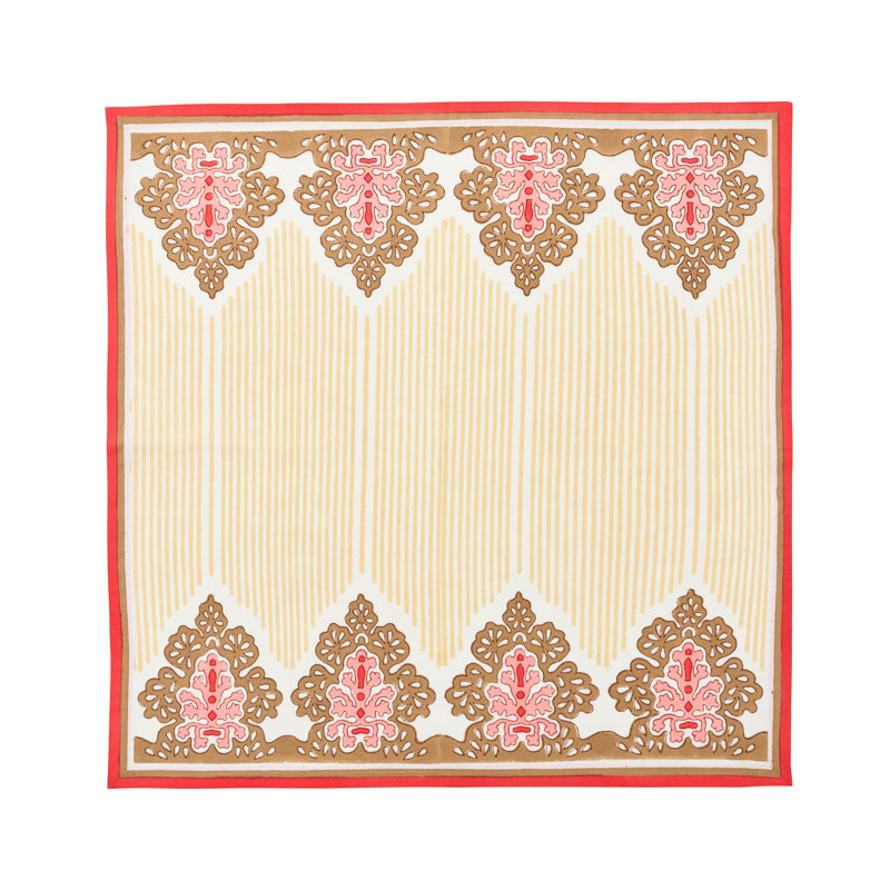Filigree Napkin, White/Brown/Coral