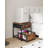 Mini Fridge Stand With Storage, Mini Fridge Cabinet With Fabric Drawer, Beverage Refrigerator Table, With Mobile Basket Cart, Rustic Brown And Black