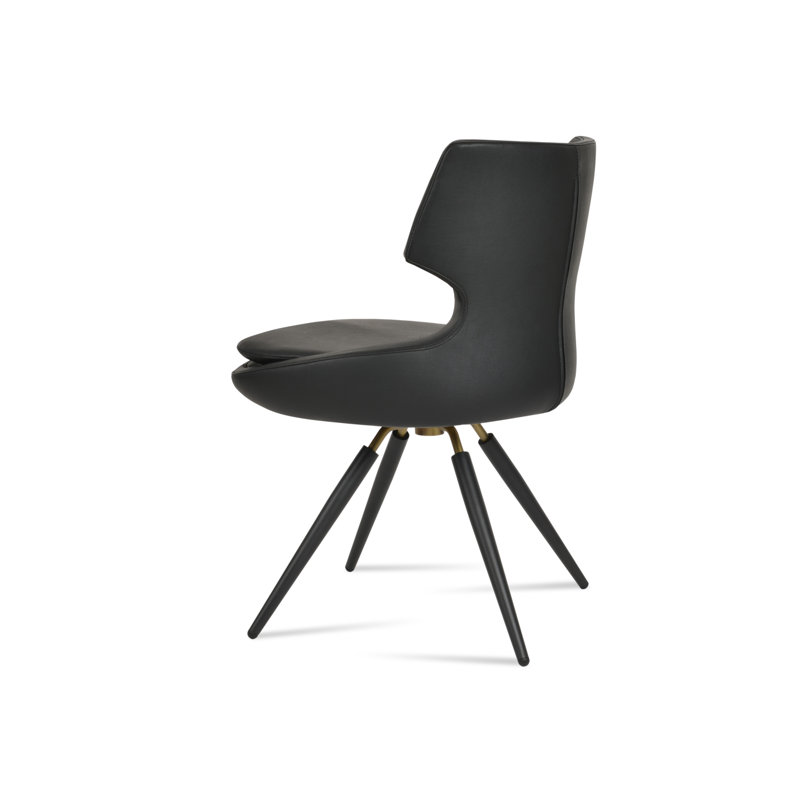Patara Carrot Swivel Chair in Black Leather, Black