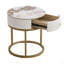 Table de chevet moderne 19,68 pouces avec tiroir, table de bout ronde en marbre avec rangement, table d'appoint pour le salon et la chambre à coucher