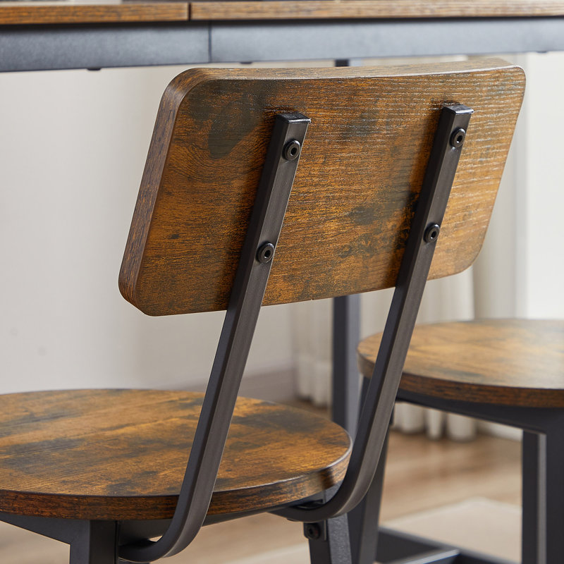 Bar Table Set With Wine Bottle Storage Rack. Rustic Brown, 47.24'' L X 15.75'' W X 35.43'' H.